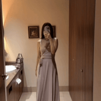 beige wrap dress / sleeveless