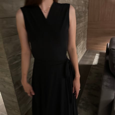 【longタイプ】black wrap dress / sleeveless