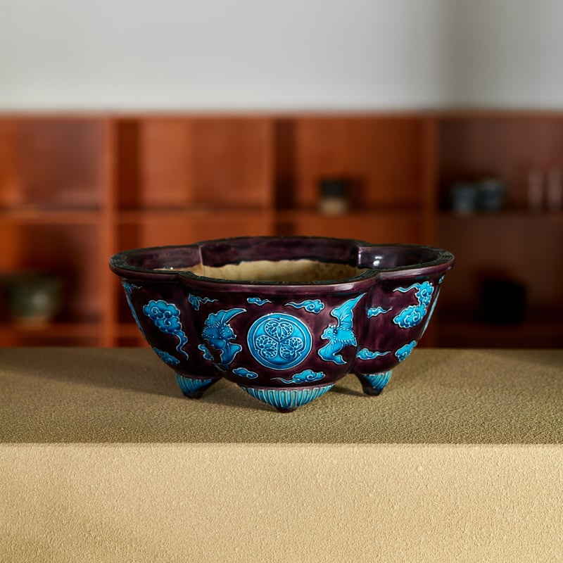 T 時代年代物　幕末　盃洗　深鉢　碇 陶器　陶芸品 ART】紀州徳川家御庭焼 偕楽園焼 二彩三葉葵文鉢 | MEGASHEEP