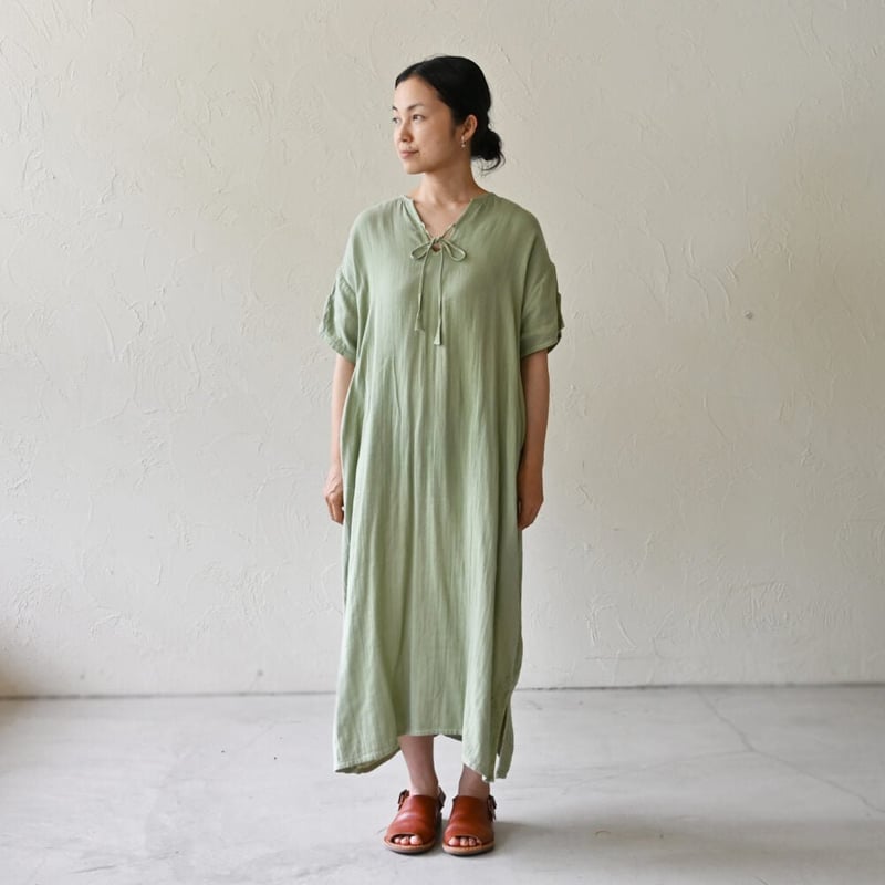手刺繍】ヤマスリット2WAYワンピース【ダブルガーゼ】シサム工房