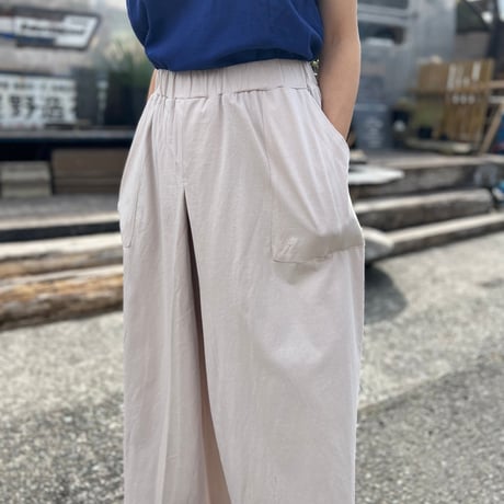 【オーガニックコットン】ワイドシダーパンツ【ライトベージュ】シサム工房