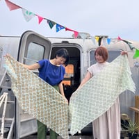 【手織】ヨモギストール【ブロックプリント】シサム工房