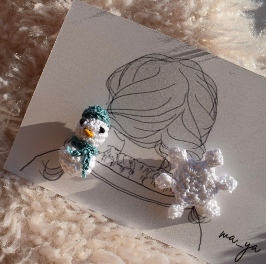 ゆきだるま × 雪の結晶 ヘアゴム(twin set) | ma_ya.mine