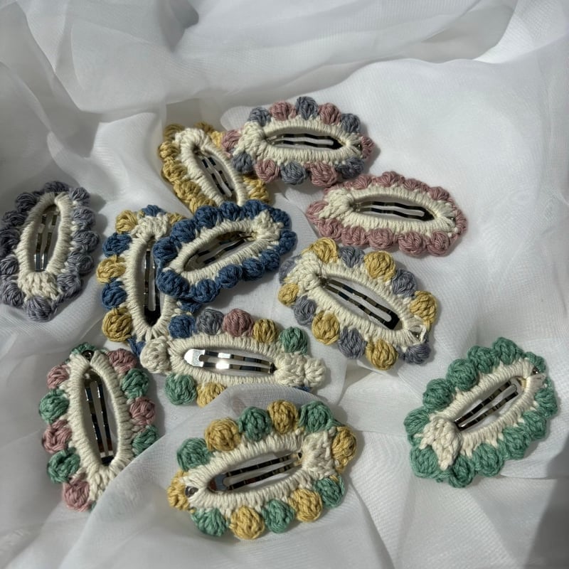 編み編みパッチンピン かぎ針編み】パッチンピン モヘア糸で編んでみた＊How to crochet a