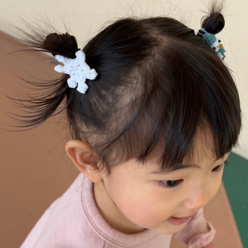 ゆきだるま × 雪の結晶 ヘアゴム(twin set) | ma_ya.mine