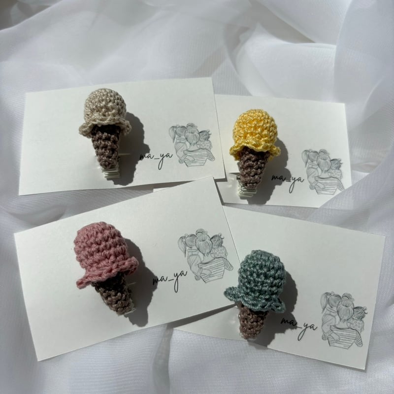 かぎ編み アイスクリーム クリップピン | ma_ya.mine