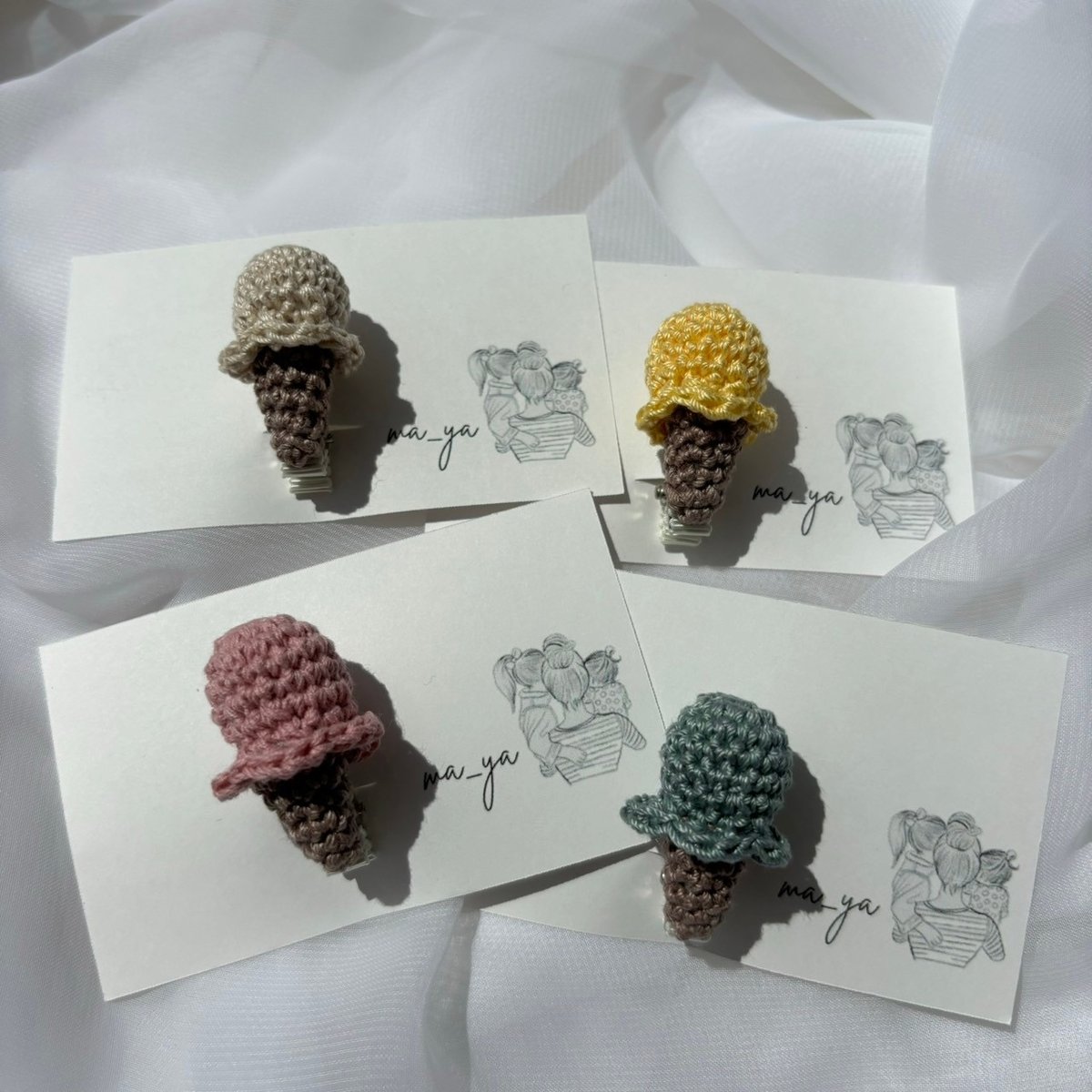 かぎ編み アイスクリーム クリップピン | ma_ya.mine