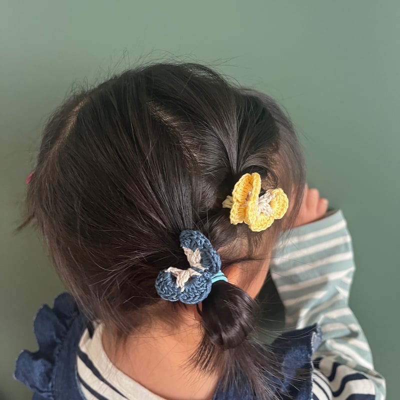 ちょうちょ かぎ編みヘアゴム(twin set) | ma_ya.mine