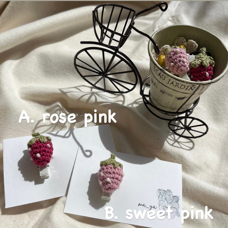 かぎ編み いちごクリップピン | ma_ya.mine