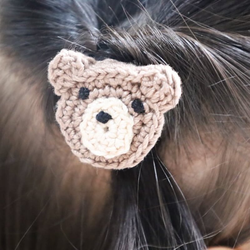 くま × どんぐり かぎ編みヘアゴム(twin set) | ma_ya.mine