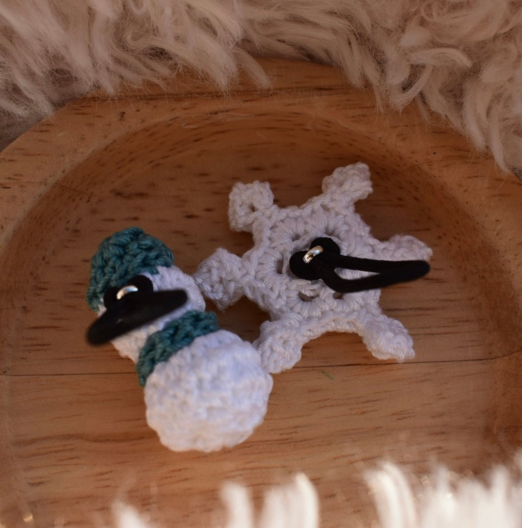 ゆきだるま × 雪の結晶 ヘアゴム(twin set) | ma_ya.mine