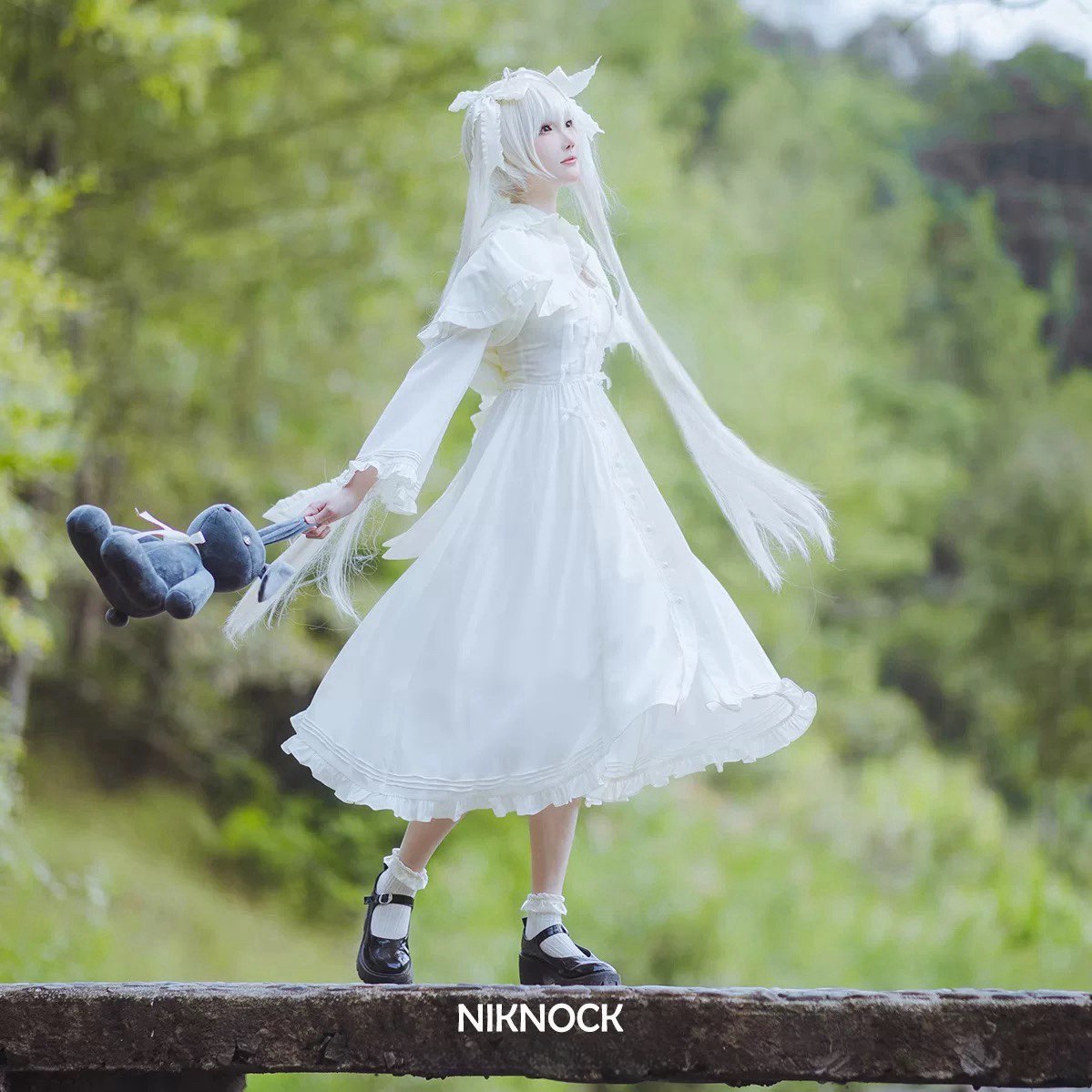 Niknock ヨスガノソラ 春日野穹 ウサギ洋服 コスプレ衣装 ウィッグ 靴 