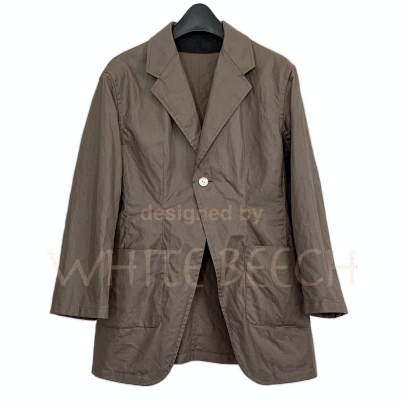 White Beech Women's:カーキのコットン&ラミー製一つボタン White Beech Women's:カーキのコットン&ラミー製一つボタン