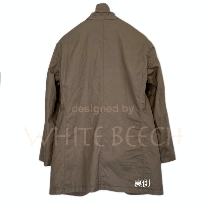 White Beech Women's:カーキのコットン&ラミー製一つボタン White Beech Women's:カーキのコットン&ラミー製一つボタン