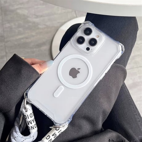 iPhone16/16pro ケース 透明 iPhone15 ケース クリア おしゃれ iPhone ケース 斜めがけ 【N006】