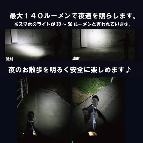 【リストライトmini】 散歩 ライト 犬用散歩LED 夜散歩用 コンパクトミニタイプ 軽量懐中電灯 お散歩グッズ　USB充電式 140ルーメン 専用ケース付き 防災グッズ キャンプ用品 災害グッズ