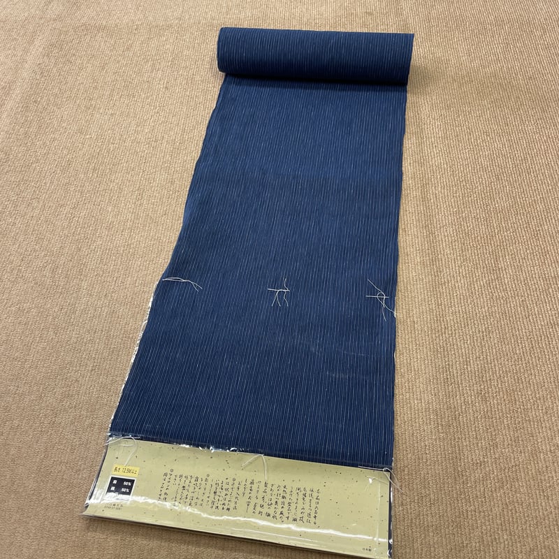 新品 反物 近江ちぢみ 綿麻 夏着物 紺地 縞 | とみや呉服店 新品 反物 近江ちぢみ 綿麻 夏着物 紺地 縞 | とみや呉服店