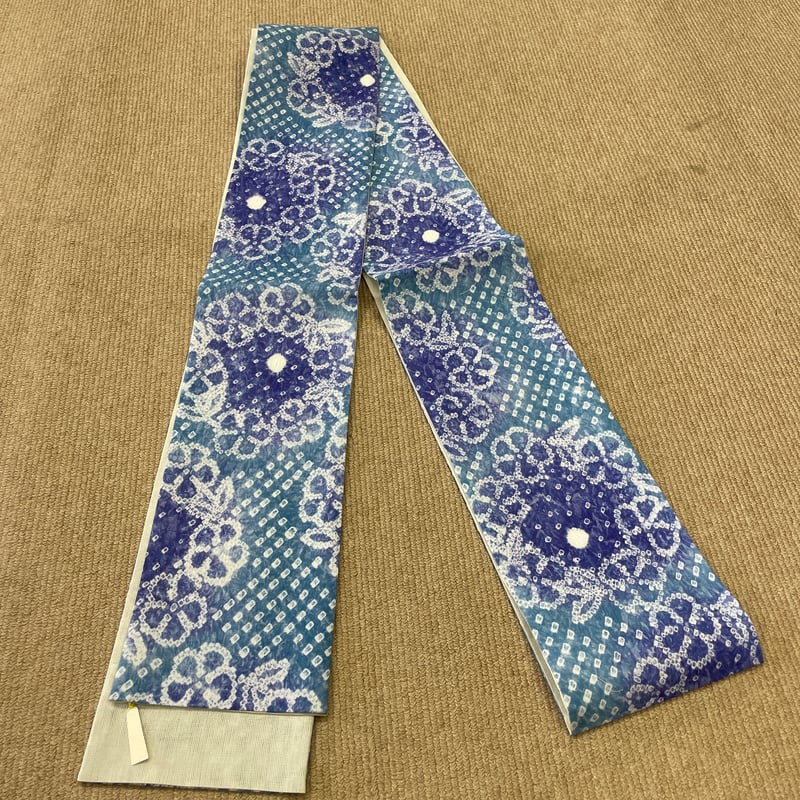 新品 一点物 手絞り 有松絞り 綿 裏地麻 半巾帯 | とみや呉服店