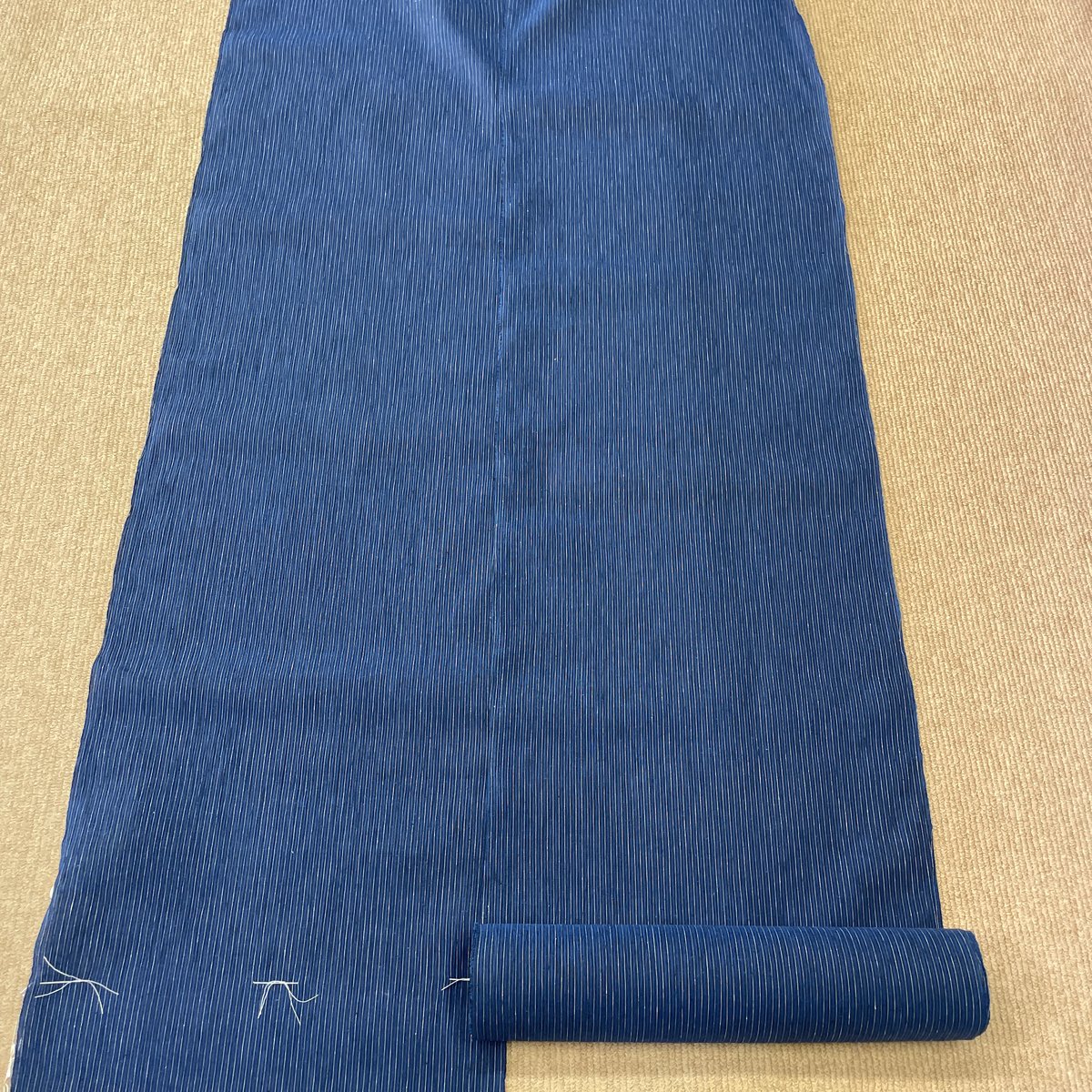 新品 反物 近江ちぢみ 綿麻 夏着物 紺地 縞 | とみや呉服店