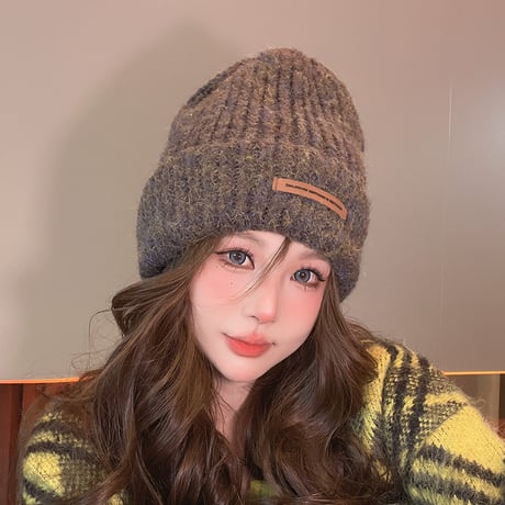 ファッション 合わせやすい アウトドア ロングラベル ニット帽  ニット