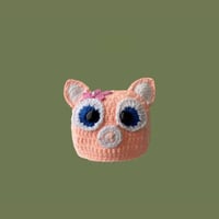 ピンク ブタ かわいい 毛糸の帽子  ニット