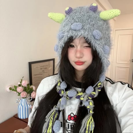 アニメ キャンディモンスター かわいい 手作り フリース 耳あて帽子