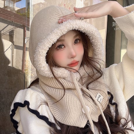 ミラード 保温 毛縁 ネックガード フード付き帽子 ネックウォーマー セット