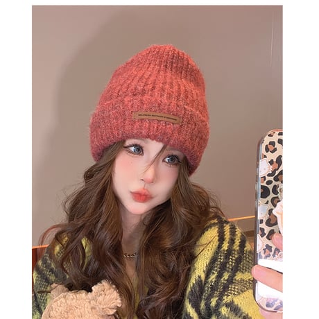 ファッション 合わせやすい アウトドア ロングラベル ニット帽  ニット