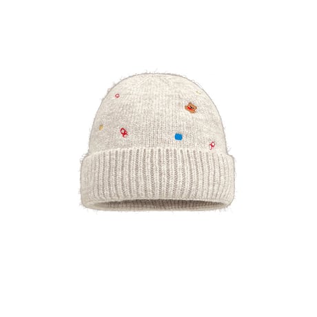 刺繍 かわいい くま リボン ニットキャップ  ニット