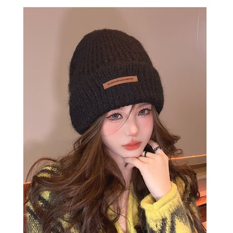 ファッション 合わせやすい アウトドア ロングラベル ニット帽  ニット