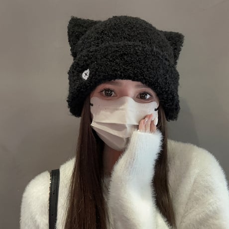 猫耳 かわいい にっけい 顔が小さく見える 毛糸帽子