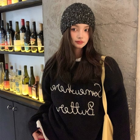インスタ風 ショーアイテム シャピレ風 スパンコール ニット帽  ニット
