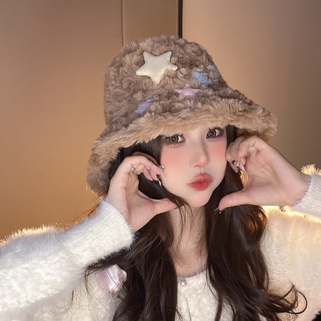 星 ミルキー 甘い 可愛い 顔が小さく見える フリースハット