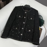 ノーカラー４ポケットファンシーツイードジャケット 24030401