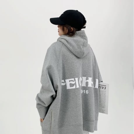 バックプリントジップスウェット