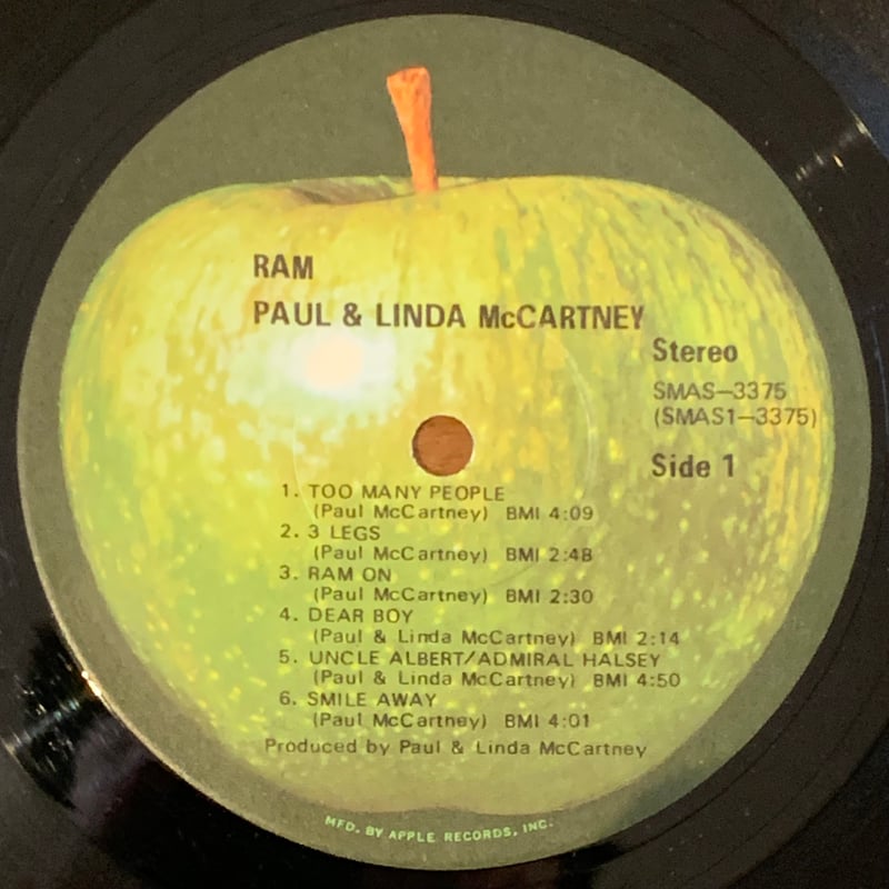 レア!ステッカー付 レコード新品同様! マッカートニー ラム1971年 補充