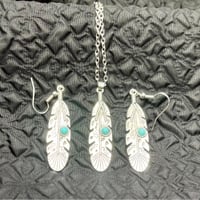 012.インディアン シルバー ターコイズ フェザー & ピアス ユニセックス