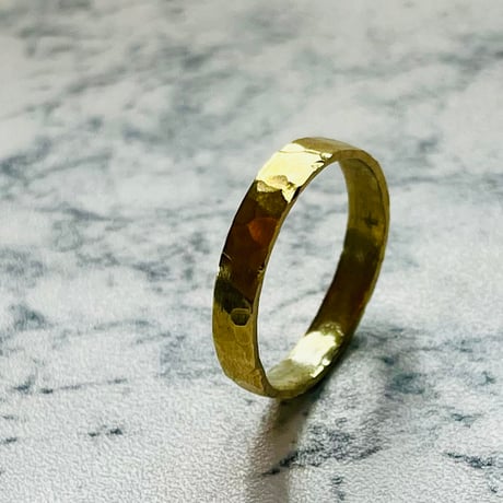 023.真鍮 3mm 槌目フラットリング（サイズオーダー）