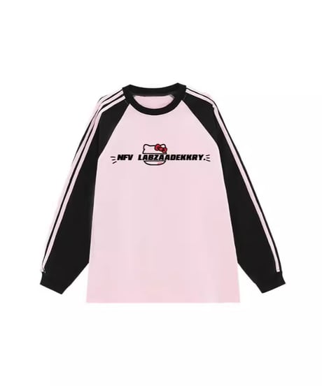 バイカラー パッチワーク 3本ライン ゆったり 長袖 インナー  Tシャツ 春秋 コットン レディース