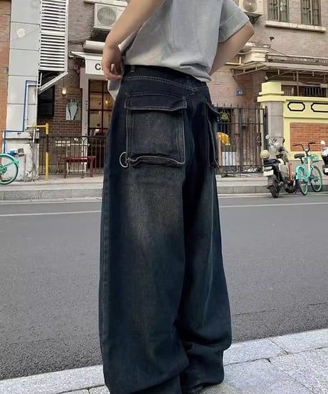 アメリカン レトロ ストレート ルーズ バギージーンズ ワイドパンツ