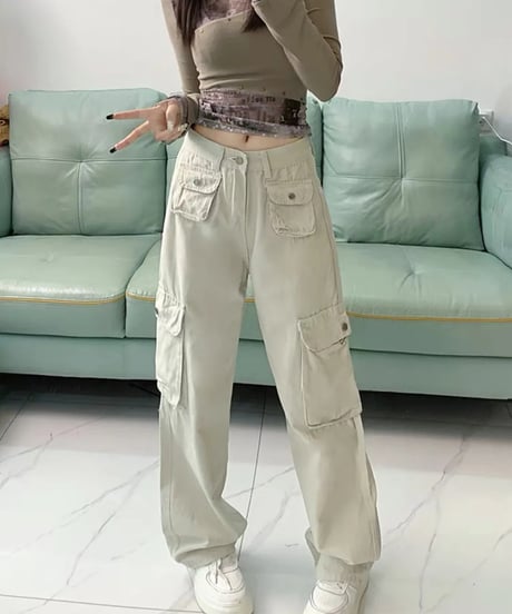 ハイストリート 作業着パンツ ストレート ワイドパンツ  ジーンズ デニム ユニセックス