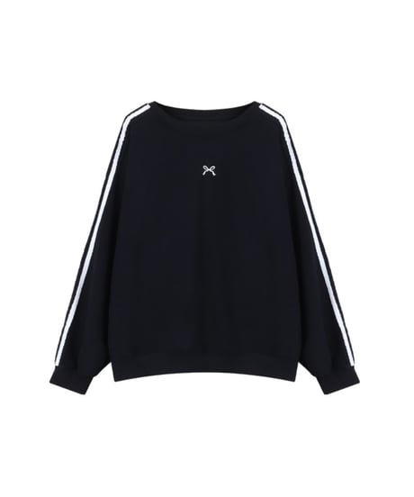 リボン 刺繍 黒色 スウェット  フーディー 秋冬 コットン レディース