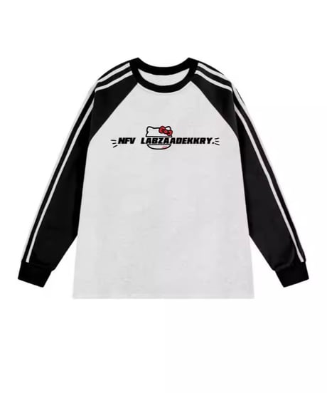 バイカラー パッチワーク 3本ライン ゆったり 長袖 インナー  Tシャツ 春秋 コットン レディース