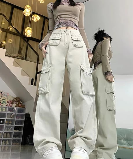 ハイストリート 作業着パンツ ストレート ワイドパンツ  ジーンズ デニム ユニセックス