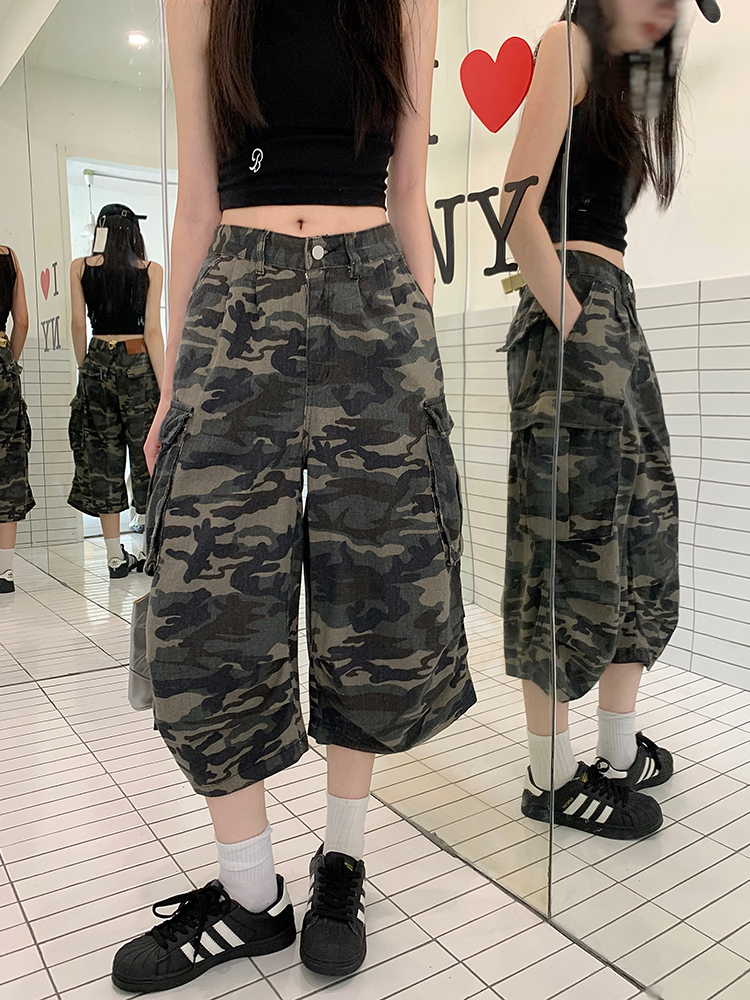 2025年夏の新作！レトロ迷彩ワークデニムハーフパンツ | 零式時代