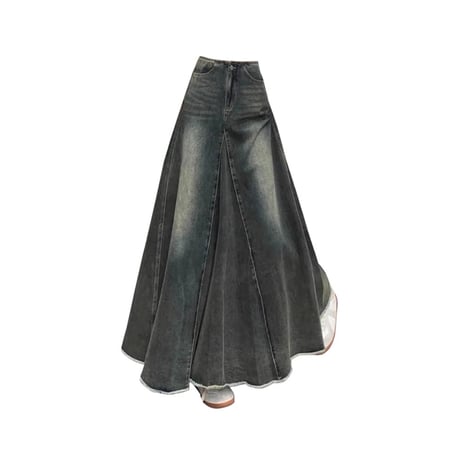 レトロ フィッシュテール ハイウエスト スカート  スカート デニム レディース