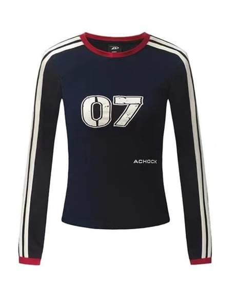 ラグラン バイカラー 3本ライン タイト セットイン トップス  Tシャツ 春秋 コットン レディース