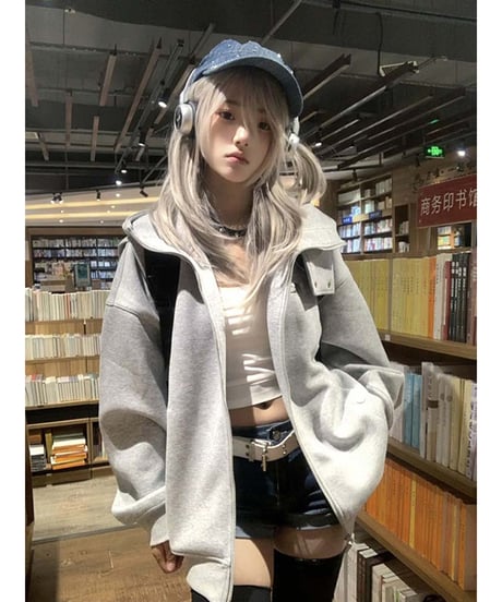アメリカン ヒップホップ ルーズ フード付きスウェット