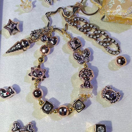 ピンク　ゴールド　　アクリル　ミックス