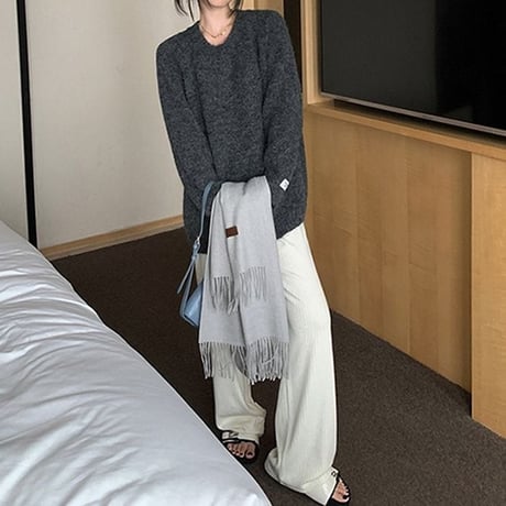 label brushed knit pullover　MA1316